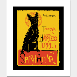 Funny American Hairless Terrier Cute Dog Chat Noir Mashup Art Posters and Art